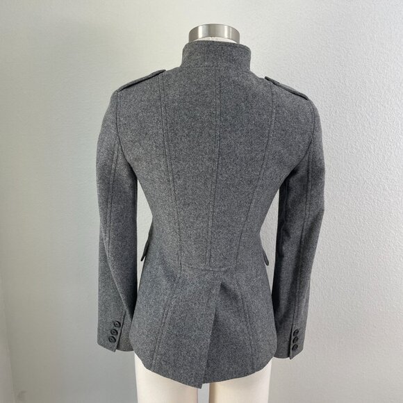 Theory Womens Size 0 Gray Wool Blend Button Asymmetric Military Blazer Jacket - Picture 8 of 15